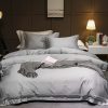 White gray Egyptian cotton Duvet Cover Set Embroidery 4pcs Queen/King Size Bedclothes hotel Bedding Sets