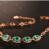 1.63 ct Natural Emerald 18KT/750 Rose Gold 0.32 ct Round Cut Diamond Bracelet bangle Jewelry Gemstone