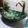 Oval Bathroom Tempered Glass Counter Top Wash Basin Cloakrrom Above Counter Sink Wash Vessel HX017