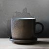 Japan style retro coffee cups and saucers ceramic brown black pottery personality cup with handgrip birthday gifts frost 290cc