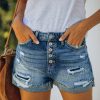 Casual Summer Women Denim Shorts Street style Fashion Sexy High Waist Hole Ripped Button Short Jeans Female vintage Shorts