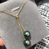Fine Jewelry 18K Gold Natural Fresh Water Green Pearl 9-8mm Pendants Necklaces for Women FIne Pearls Pendants