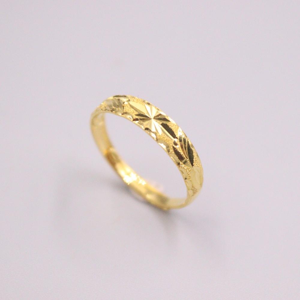 999 24K Yellow Gold Ring For Women Real Gold 3D Hard Gold Full Star