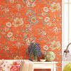 Country Vintage Orange Flower Wallpaper Self Adhesive Large Floral Wallpapers Sticker Roll Paper Wall Papers Home Decor