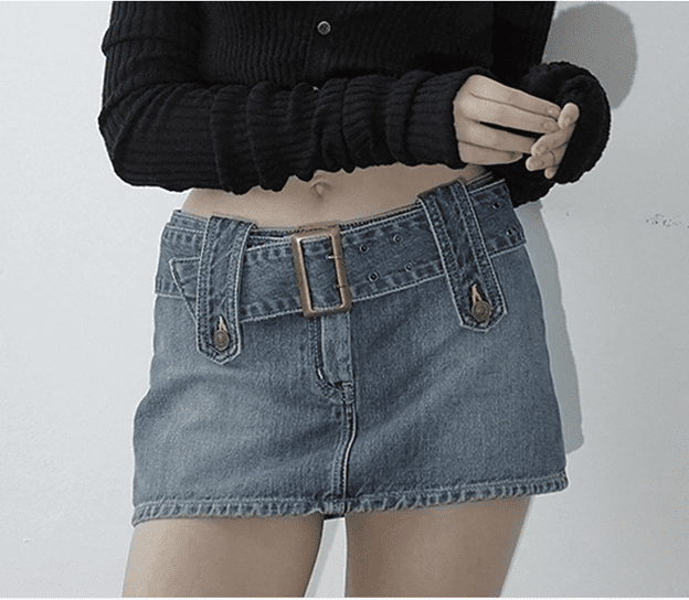 Vintage Denim Super Mini Skirt Shorts With Sashes Korean Fashion Low ...