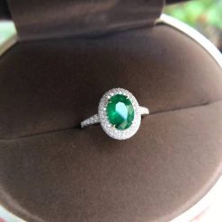 AEAW Jewelry 18K White Gold 1.7ct Natural Emerald Ring Anniversary Ring Oval Cut Green Gemstone Ring Women Jewelry Jewelry and Watches 2ced06a52b7c24e002d45d: 4|4.5|5|5.5|6|6.5|7|7.5|8|8.5|9|9.5