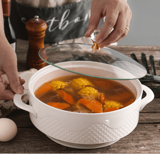 Creative Nordic Ceramic Handle Salad Fruit Soup Bowl With Lid Anti-scalding Noodle Rice Food Pot Dessert Breakfast Oat Ceramic Soup Bowl Dining & Entertaining Home & Garden Home Garden & Appliance Kitchen, Dining & Bar Soup Bowls