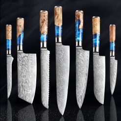 Kitchen Knives-Set Damascus Steel VG10 Chef Knife Cleaver Paring Bread Knife Blue Resin and Color Wood Handle 1-7PCS set Home Garden & Appliance cb5feb1b7314637725a2e7: 2pcs value set 1|2pcs value set 2|2pcs value set 3|3pcs knives|4pcs knives|5 inch utility knife|5pcs knives|6 inch boning knife|6pcs knives|7 inch santoku knife|7.5 cleaver knife|7.5 inch bread knife|7pcs knives|8 inch chef knife|9.5 inch chef knife
