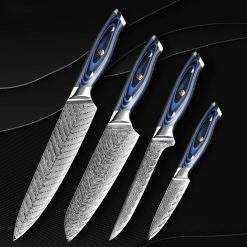 Damascus Chef Knife Professional Japan Sankotu Cleaver Boning Gyuto Kitchen Knife Cooking Tool Exquisite Plum Rivet Handle Home Garden & Appliance cb5feb1b7314637725a2e7: 4 pcs set|Boning Knife|Chef Knife|Paring Knife|Santoku Knife