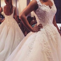 Ball Gowns Spaghetti Straps White Ivory Tulle Wedding Dresses 2019 Hot with Pearls Bridal Dress Marriage Customer Made Size Dresses Women cb5feb1b7314637725a2e7: Ivory|White