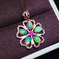 CoLife Jewelry Silver Flower Pendant for Daily Wear 5 Pieces Natural Opal Necklace Pendant 9256 Silver Opal Jewelry Jewelry and Watches 8703dcb1fe25ce56b571b2: color