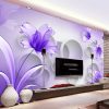 Custom Wall Mural Wall Painting Purple Lily Transparent Flowers Modern Fashion 3D Living Room TV Background Wall Cloth Wallpaper