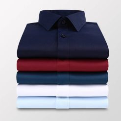 Plus Size 5XL 6XL 7XL Men Solid Color Business Shirt Fashion Casual Slim White Long Sleeve Shirt Male Brand Clothes Men cb5feb1b7314637725a2e7: Black|dark blue|Lake blue|Light blue|Pink|White|Wine Red