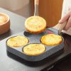4 Holes Egg Frying Pan Kitchen Tools Hamburger Nonstick Pot High Quality Wood Grain Handle Cooking Saucepan Cookware