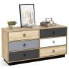 6 Drawer Double Dresser Accent Storage Tower for Bedroom Hallway Entryway  JV10172+
