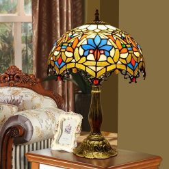 European Creative Tiffany Stained Glass Living Room Bedroom Restaurant Bar Hotel Decoration Bedside Table Lamp E27 AC110V 240V Home Garden & Appliance e607d9e6b78b13fd6f4f82: Dia30XH48cm