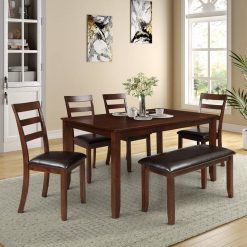 6Pcs Dining Set with 4 Ladder Chairs and Bench Kitchen Furniture Home Garden & Appliance cb5feb1b7314637725a2e7: BR