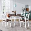 Dining Table Set Round Wood Drop Leaf 5 Piece Dining Set with 4 Cross Back Chairs for Small Place