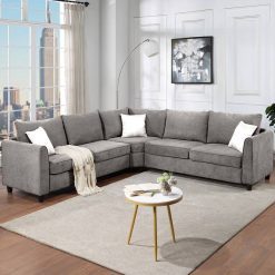 100*100“ Big Sectional Sofa Couch L Shape Couch For Home Use Fabric Grey 3 Pillows Included Home Garden & Appliance cb5feb1b7314637725a2e7: FX02400GY