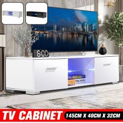 RGB LED TV Tables for Living Room 57 Inch TV Cabinet Stands Modern Furniture TV Unit Bracket With 2 Drawers and Glass Shelves Home Garden & Appliance cb5feb1b7314637725a2e7: Black|White