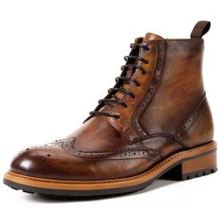 Italian Brand Men Martins Boots Luxury Genuine Leather High Quality Leisure Lace-up Fashion Ankle Shoes Handmade Chelsea Botas Bags and Shoes cb5feb1b7314637725a2e7: A|B