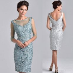 2020 Amazing Blue Knee Length Lace Mother of the Bride Dresses With Three Quarter Sleeve Mother of the Groom Gowns Back Out Dresses Mother of The Bride Dresses Weddings & Events Women cb5feb1b7314637725a2e7: Beige|Black|Champagne|Gray|Green|Ivory|Orange|Photo color|Photo Color|Pink|Purple|Red|White