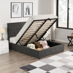 Upholstered Platform Bed with Underneath Storage Full or Queen Size for  Bedroom Furniture Home Garden & Appliance cb5feb1b7314637725a2e7: Black|White