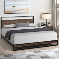 Queen Metal Bed Frame With Wood Slats Upholstered Platform Bed Frame For Children Teens Adults Bedroom Home Garden & Appliance cb5feb1b7314637725a2e7: FX02751BR