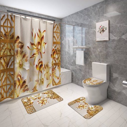 4pcs Floral Bathroom Carpet Bath Curtain Set Toilet Rugs and Shower Curtain Toilet Seat Cover Floor Mat Bathroom Mat Shower Mat 4Pcs Sets Accessories Set Bath Mat Bathroom Accessories Bathroom Products Geometric Curtain Home Garden & Appliance Mildew Proof Moldproof Printed Shower Curtains Shower Curtains Toilet Mat Waterproof cb5feb1b7314637725a2e7: 4pcs-698|4pcs-699|4pcs-700|Bath mat-698|Bath mat-699|Bath mat-700|Shower curtain-698|Shower curtain-699|Shower curtain-700