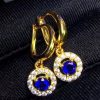 Natural And Real Blue Sapphire Earrings 925 Sterling Silver Earrings for Women Wedding Engagement Earrings