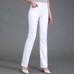 Women Summer White Casual Pants High Waist Straight Pants Women S670 Women cb5feb1b7314637725a2e7: Black|White