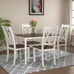 5-Piece Dining Table Set Home Kitchen Table and Chairs Wood Dining Set Home Garden & Appliance cb5feb1b7314637725a2e7: 001|002