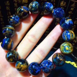 15.7mm Rare Natural Blue Yellow Pietersite Women Men Bracelet Crystal Round Beads Chatoyant Cat Eye From Namibia AAAAA Jewelry and Watches Brand Name: MUKO GEMS