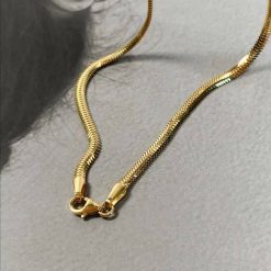 MADALENA SARARA Pure 18k Yellow Gold Snake Chain Necklace Au750 Gold Soft Feel Women Choker Jewelry and Watches 8d255f28538fbae46aeae7: Pure Gold Color