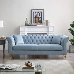 Chesterfield Sofa with Scroll Arm and Back, Tufted Sofa Couch, Modern Chesterfield Sofa, Golden Leg 89 W x 36.22 D x 31.5 H in Home Garden & Appliance 1ef722433d607dd9d2b8b7: United States