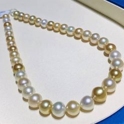 HENGSHENG 9-13mm Natural Ocean Pearls Mix Color Pearl Tower Necklace Chain , High Luster Nearly Round Pearl Female Jewelry Gift Jewelry and Watches 8703dcb1fe25ce56b571b2: Mix color