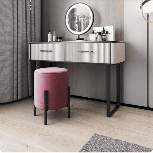 Bedroom slate dressing table LED mirror makeup table stool combination Dressing Table Desk Furniture Home & Garden Home Garden & Appliance Vanities Makeup Table cb5feb1b7314637725a2e7: A|B