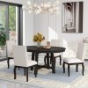5-Piece Farmhouse Dining Table Set Wood Round Extendable Dining Table