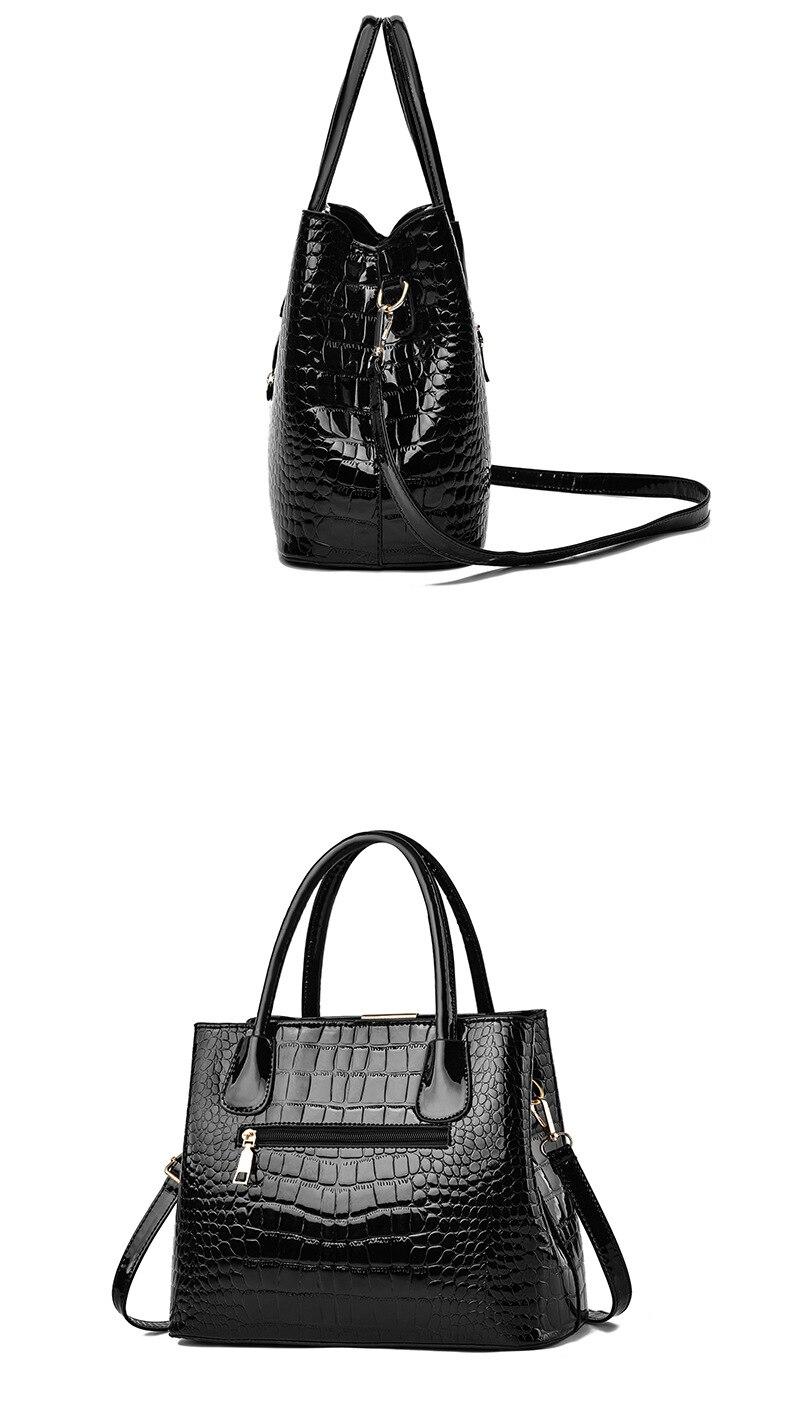 Bright Leather Handbag 2023 Autumn and Winter New Stone Pattern Women's Bag Large Capacity One Shoulder Crossbody Bag