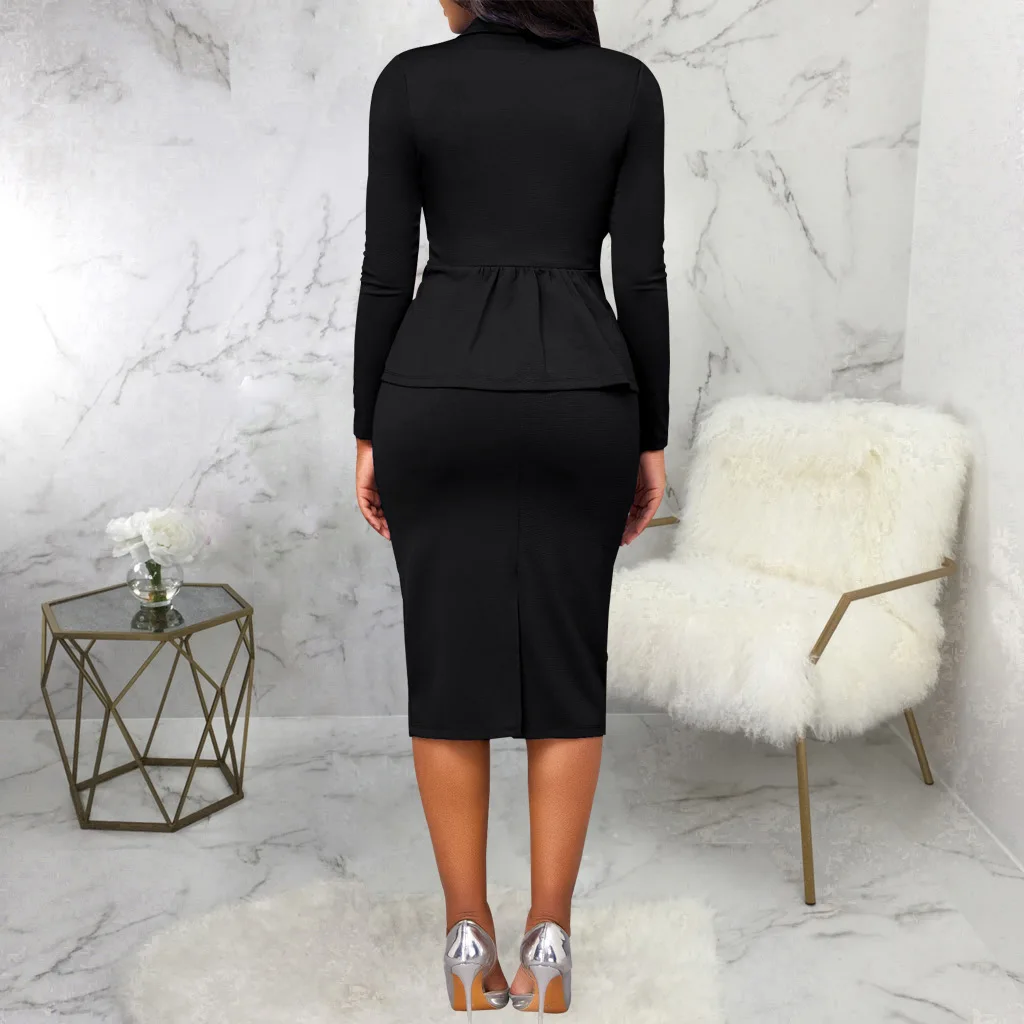 Casual Elegant Women Set Female 2PCS Outfits Girl's Outerwear Coat Pencil Skirts Suit Lady's Two Piece Office Sets